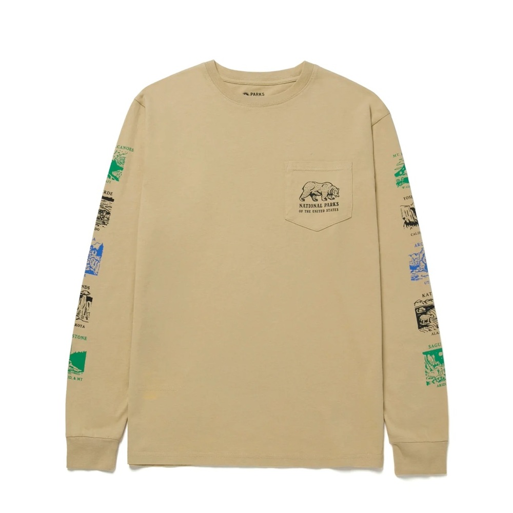 Limited USA National Parks Project Men's Tan Long Sleeve 100% Cotton Shirt